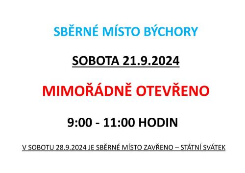 Mimořádně otevřeno sběrné místo 21.9.2024