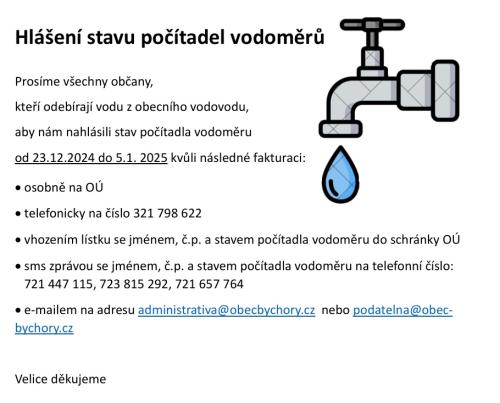 Hlášení stavu vodoměrů